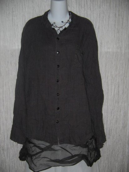 FLAX by Jeanne Engelhart Snappy Shirt Tunic Top Medium M