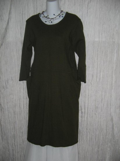 ANGELHEART DESIGNS Long Green Wool Tunic Dress Medium M