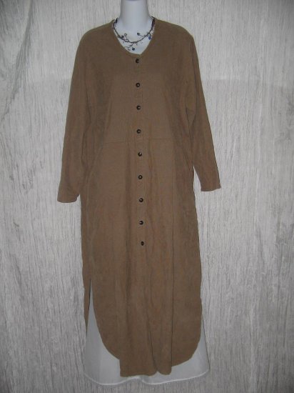 FLAX by Jeanne Engelhart Brown COTTON Corduroy Dress Medium M