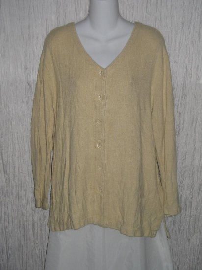 CUT LOOSE Soft Earthy Beige Rayon & Flax Button Tunic Top Shirt Small S