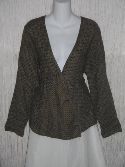 FLAX Jeanne Engelhart Linen Wrapped Knot Jacket Top Petite P