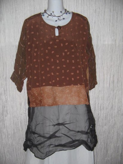 DONNA JESSICA Art to Wear Silk Rayon Tunic Top Shirt Size 1 S M