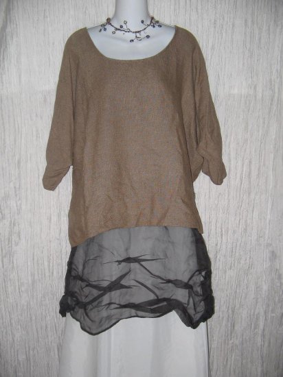 Coveted Boutique Rugged Woven Earthy Brown Tunic Top Shirt OS