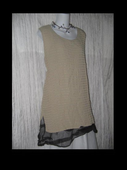 Putumayo Long Stripe Textured Rayon Tank Top Shirt Large L