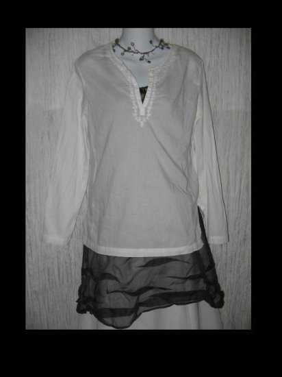 GAP Soft White Embroidered Cotton Tunic Top Shirt Small S