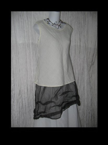 CP SHADES White Pure Irish Linen Tunic Top Tank Shell Medium M