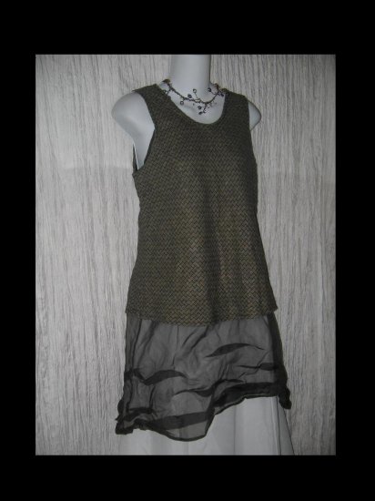 FLAX Jeanne Engelhart Linen Bias Tank Top Tunic Shirt Small S