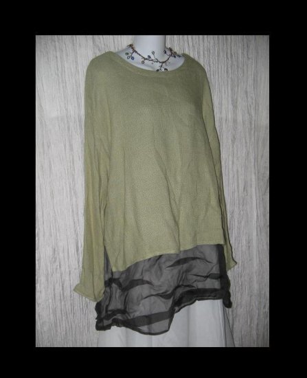 Cut Loose Loose Rayon & Flax Weave Tunic Top Shirt Small S