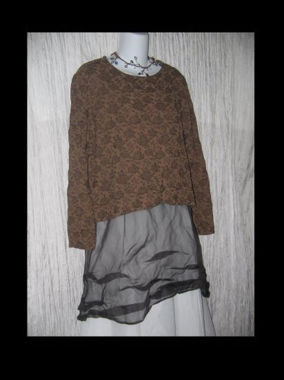 No Saint Brown Floral Rayon Pullover Shirt Tunic Top Small S