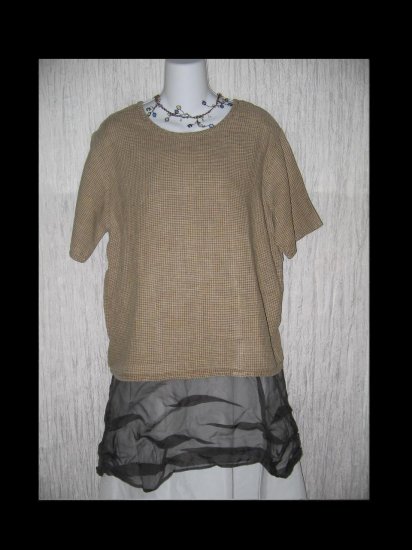 FLAX Jeanne Engelhart Linen Pullover Shirt Tunic Top Small S