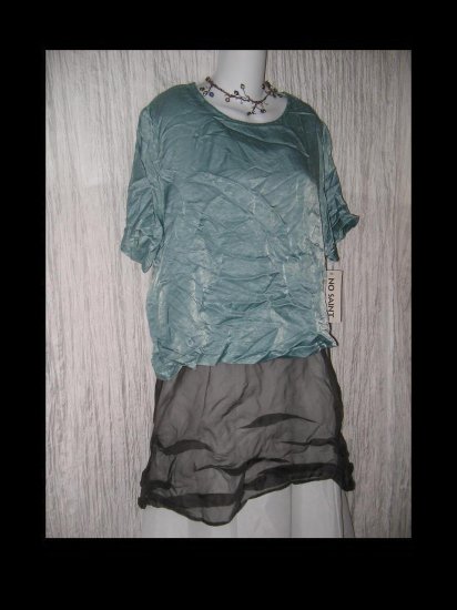 NWT No Saint Slinky Teal Rayon Pullover Shirt Tunic Top Medium M