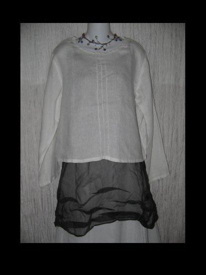 j. Jill Boxy White Linen Pullover Shirt Tunic Top Medium M