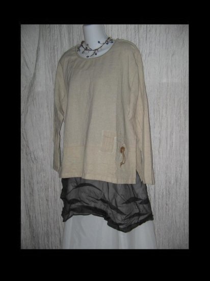 Cotton Connection Linen Patch Tunic Top Shirt X-Large XL