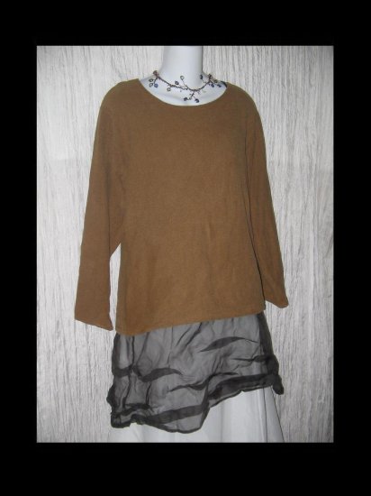 Jalan Jalan Earthy Brown Woven Cotton Tunic Top Shirt Medium M