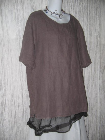 Cut Loose Purple Linen Pullover Shirt Tunic Top Large L