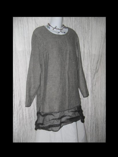 FLAX Jeanne Engelhart Reversible Linen Tunic Top Shirt Small S