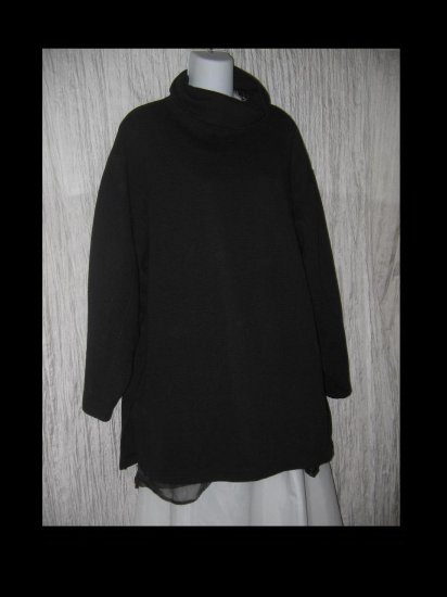 Jacque & Koko Soft Black Textured Knit Turtleneck Tunic Top 22 / 24