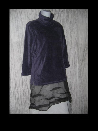 J. Jill Stretch Soft Purple Velour Turtleneck Tunic Top Shirt Medium M