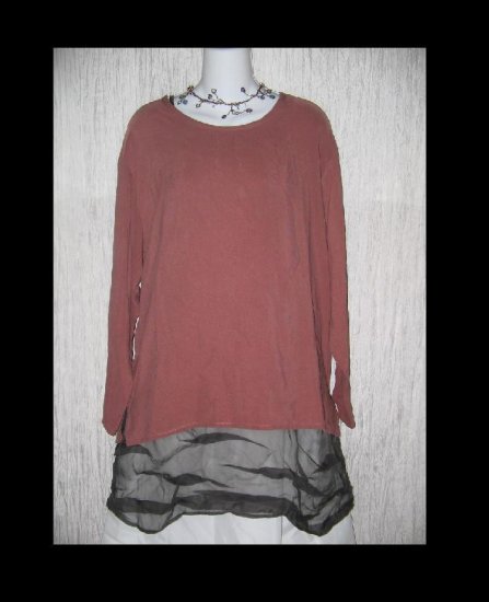 FLAX by Angelheart Jeanne Engelhart Berry Silk Pullover Shirt Tunic Top Small S