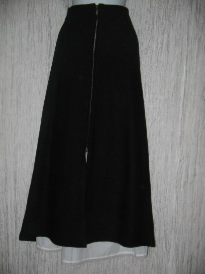 CoVelo Clothing Long Lined Black Boiled Wool Zipper Skirt 14