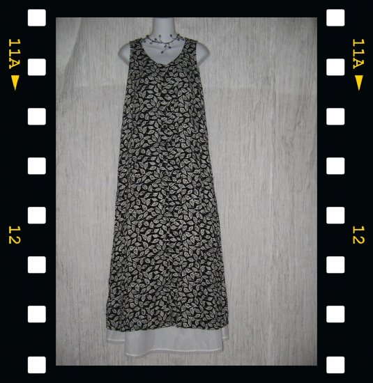 PUTUMAYO Long Soft Black & White Rayon Leaf Dress X-Small XS