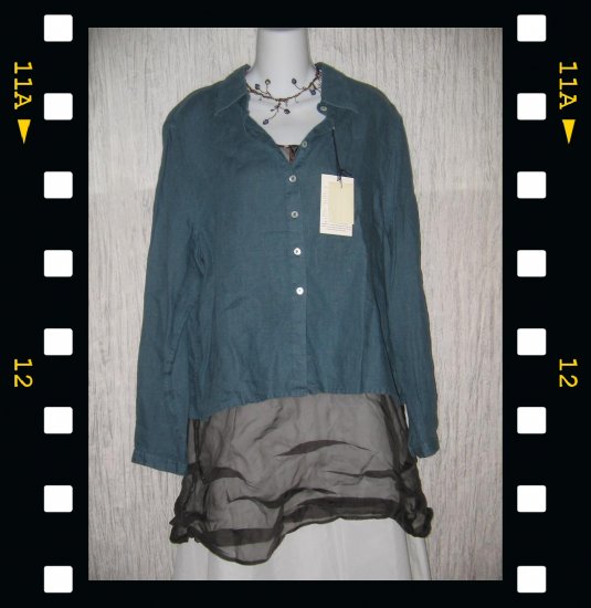 New BODEN Stormy Blue Gray LINEN Button Shirt Tunic Top UK 20 M L