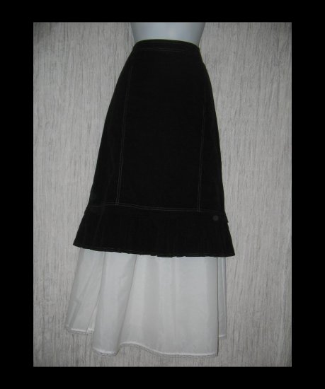 Solitaire Black Featherwale Corduroy Shapely Skirt Large L