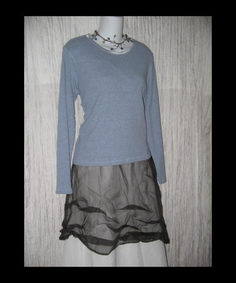 J. JILL Soft Blue Cotton Knit Pullover Shirt Top Medium M