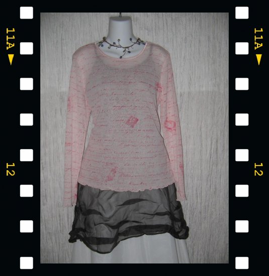 J. JILL Light Pink Script Pullover Shirt Tunic Top Large L