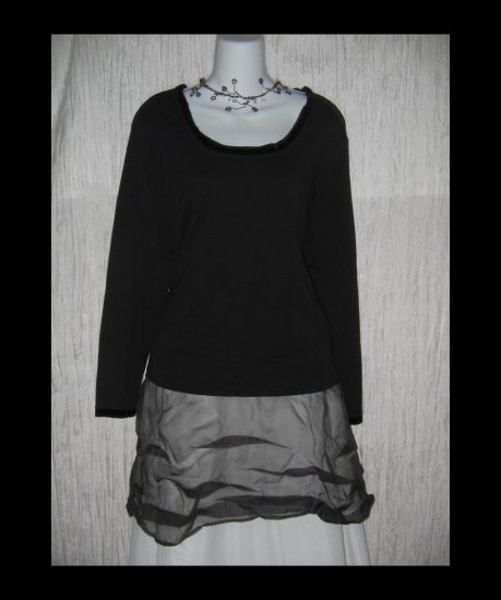 New J. JILL Black Velvet Trimmed Tee Pullover Shirt Top 2X