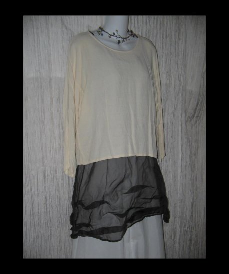 Eileen Fisher Boxy Cream Pullover Shirt Tunic Top S M