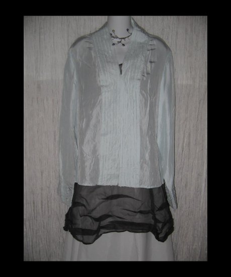 New J. Jill Robbin Egg Blue Silk Shirt Tunic Top X-Large XL