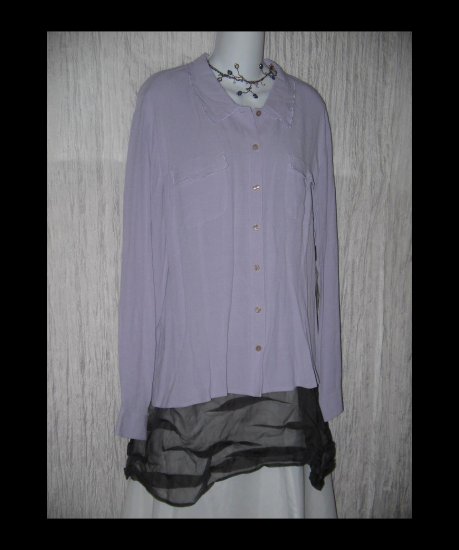 NWT J. Jill Lilac Whisper Crepe Button Shirt Tunic Top X-Large XL