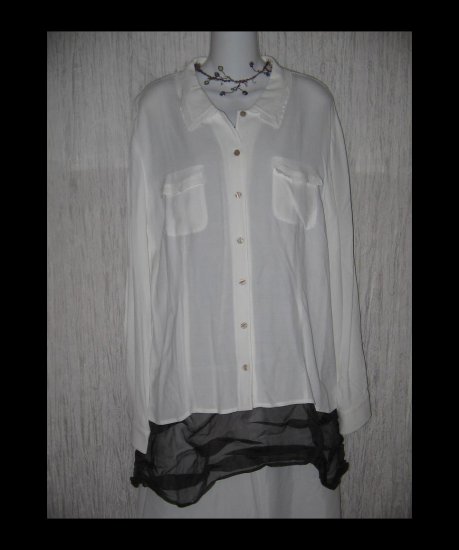 New J. Jill White Whisper Crepe Button Shirt Tunic Top X-Large XL