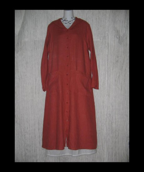 Flax Shapely LINEN Duster Dress Jacket Jeanne Engelhart Large L
