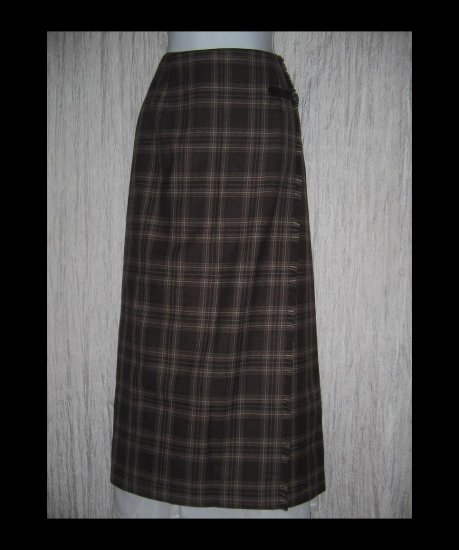 NWT Rafaella Classic Long Earthy Plaid Wool Faux Wrapped Buckle Skirt 10