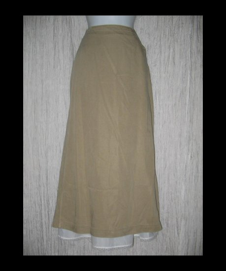 New J. Jill Long Shapely Earthy Beige Tencel Skirt Large L