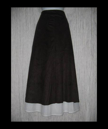 New J. Jill Long & Full Softest Brown Micro Suede Skirt 16