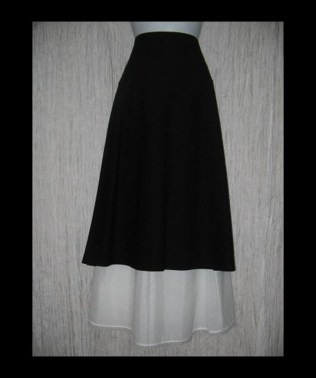 New Eileen Fisher Fluttery Black Mid Calf Knit Skirt Large L