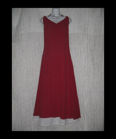 NWT Eileen Fisher Long Shapely Berry Red Silk Crepe Dress Large L