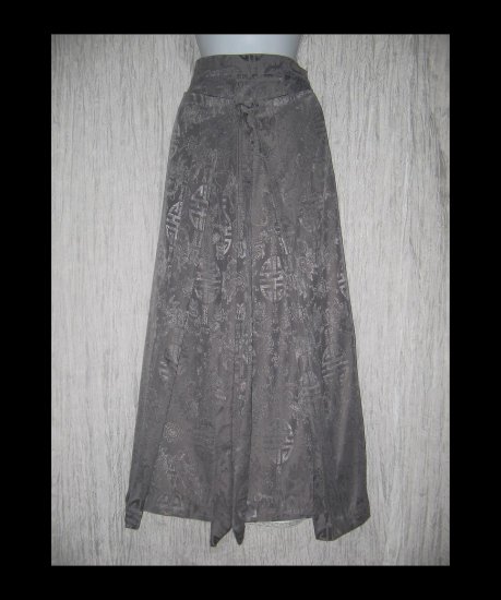 Long Asain Weave Art to Wear Pewter Wrap Panel Skirt X-Large XL
