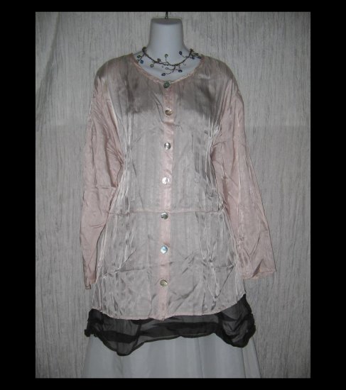 Jeanne Engelhart FLAX Pink Rayon Tunic Top Shirt Dress Medium M