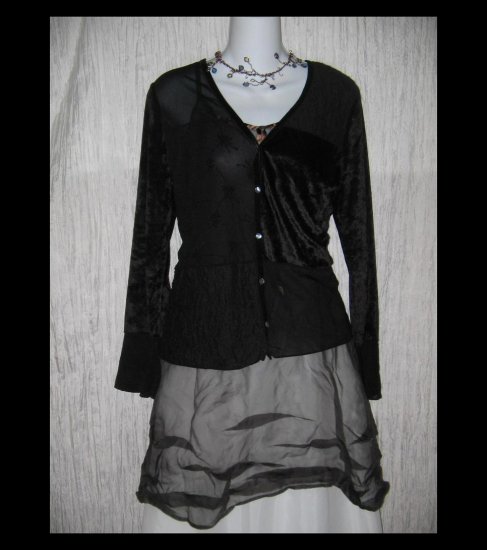 J. Jill Shapely Black Patchwork Tunic Top Shirt Large Petite LP