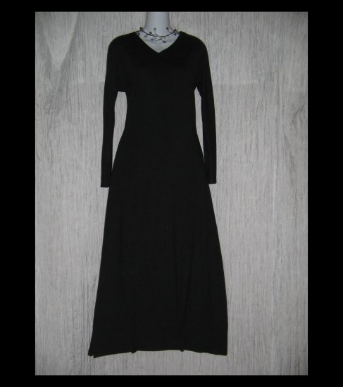 CLOTHESPIN Boutique Long Black Knit Gathered Hem Dress Small S