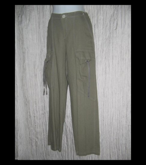 New NEESH by D.A.R. Soft Green Linen Cargo Pants Small S