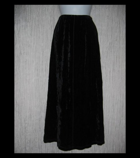 J. Jill Long Fluttery Black Rayon Velvet Skirt X-Small XS