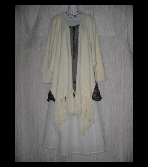 April Cornell Soft Nubby White Shawl Front Cardigan Sweater Small S