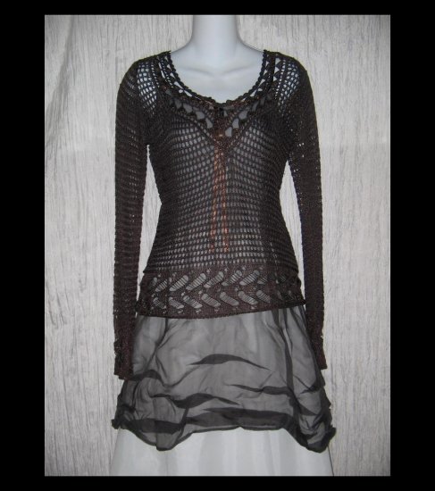 PARISIAN Signature Slinky Open Knit Tunic Top Sweater Shirt Small S