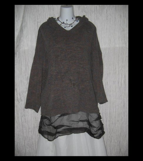 FLAX by Jeanne Engelhart Soft Cozy Hooded Pocket Sweater M L