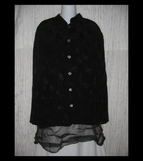 CP SHADES Loose Black Floral Rayon Button Shirt Top Medium M